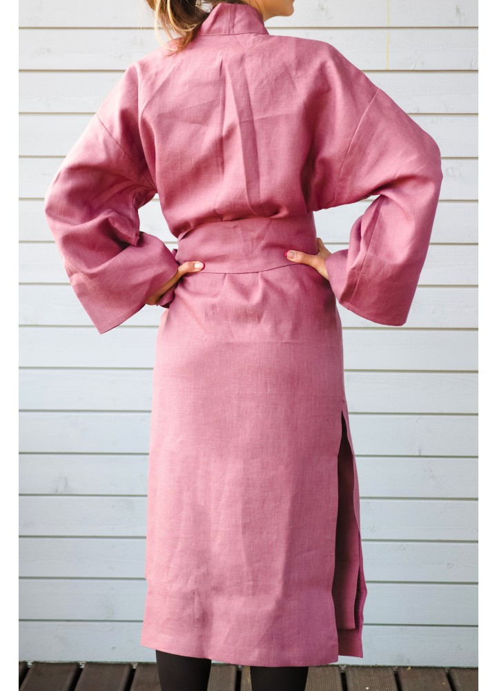 Льняной халат-кимоно для дома и бани